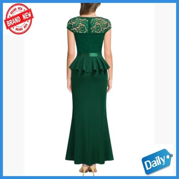 Floral Lace Ruffle Split Cocktail Dress Formal Evening Prom Wedding